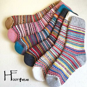 【送料無料】H FOOTWEAR FAIR ISLE H FOOTWEAR ポルトガル製 ソックス hfootwear プレゼント おしゃれ 暖かい 厚手ソックス ウール フェアアイル 編み込み レディース 靴下 クルー ミドル くつ下