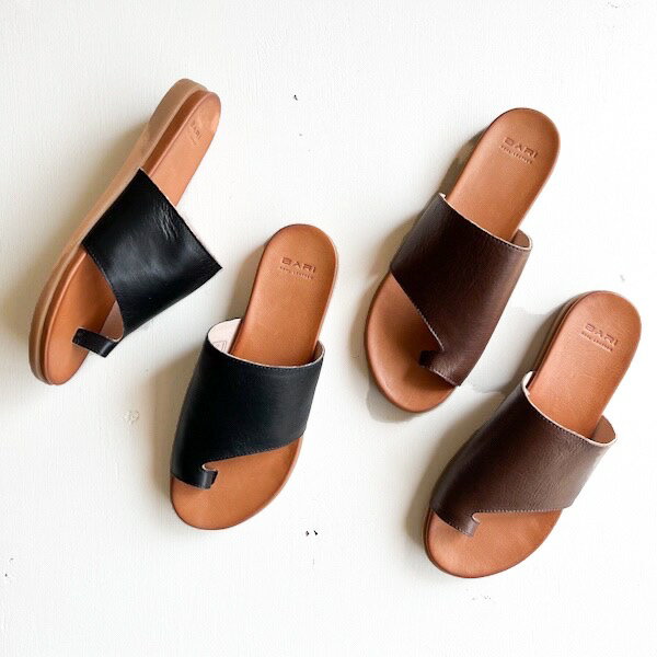 【送料無料】BARI バリ レザーサンダル ブラック ブラウン レザー レディース レディースサンダル ブルガリア サンダル 本革 リゾート 柔らか フットベッド トング