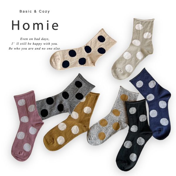 Homie LInen Dot Socks コットン リネン ドット ソックス 大人 ナチュラル 春 夏 H038日本製 麻 綿 HEAVENLY Homie レディース 靴下 かわいい 水玉 おしゃれ コットン リネン ラミー 綿 麻