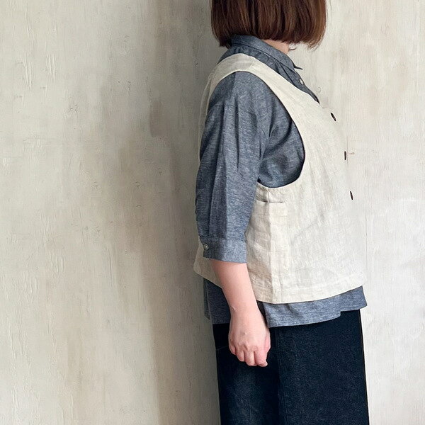 【送料無料】 co;ill nine (コイルナイン ) 9番手リネンアシメベスト ND207 / おしゃれ 麻 ベスト アシメトリー 大人 ナチュラル カジュアル ゆったり 春 夏 秋 涼しい 吸湿 シンプル 羽織 ジレ