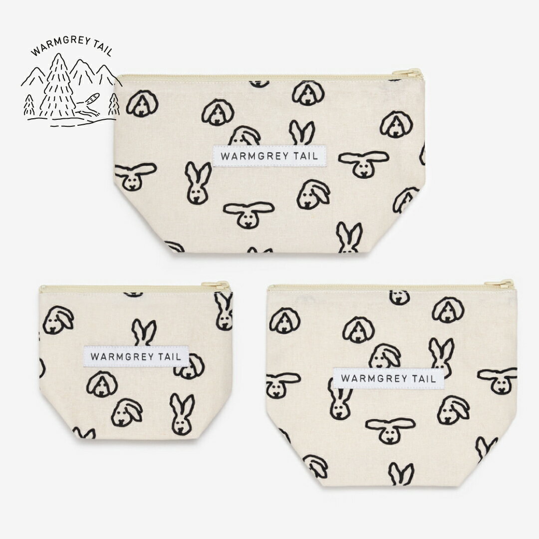 【NEW】WARMGREYTAIL BUNNY BUNNY STANDING POUCH IVORY ポーチ 韓国 ブランド リネン コットン 綿 化粧 モバイル うさぎ バニー 販売 ギフト プレゼント【送料無料】のサムネイル
