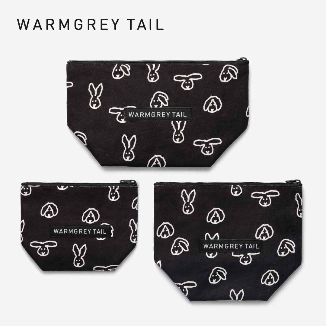WARMGREYTAIL BUNNY BUNNY STANDING POUCH BLACK ポーチ 韓国 ブランド ウォームグレーテイル リネン コットン 綿 化粧 モバイル うさぎ バニー 販売 ギフト プレゼント