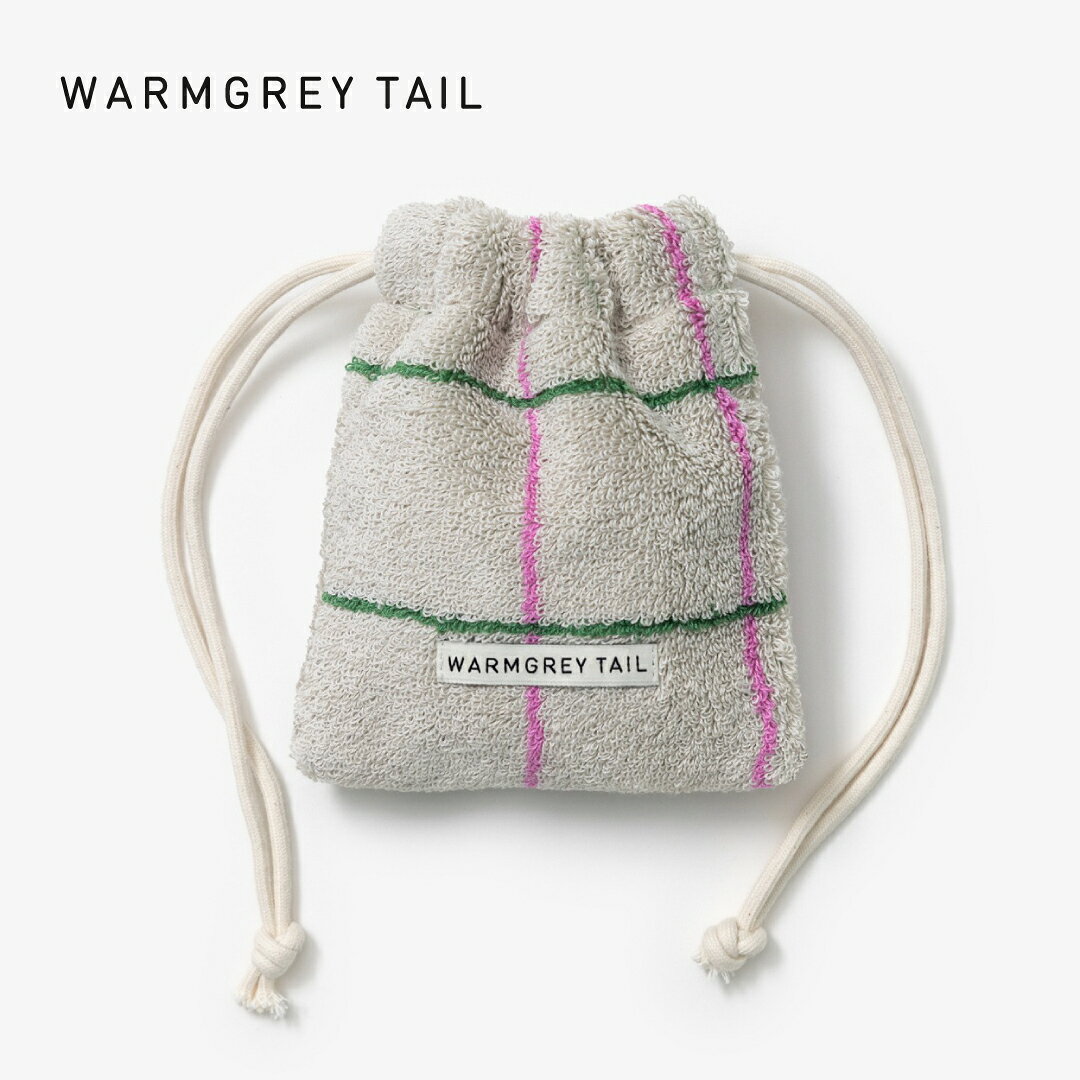 WARMGREYTAIL TILE TERRY POUCH GREY 巾着ポーチ 韓国 ブランド ウォームグレーテイル コットン 綿 ストリングポーチ 販売 ギフト プレゼント