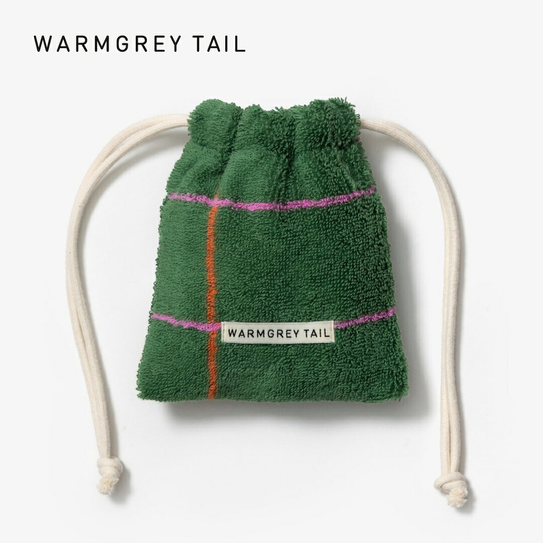 WARMGREYTAIL TILE TERRY POUCH DEEP GREEN 巾着ポーチ 韓国 ブランド ウォームグレーテイル コットン 綿 ストリングポーチ 販売 ギフト プレゼント