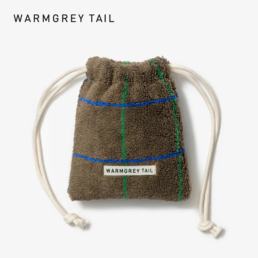 WARMGREYTAIL TILE TERRY POUCH DARK BROWN 巾着ポーチ 韓国 ブランド ウォームグレーテイル コットン 綿 ストリングポーチ 販売 ギフト プレゼント