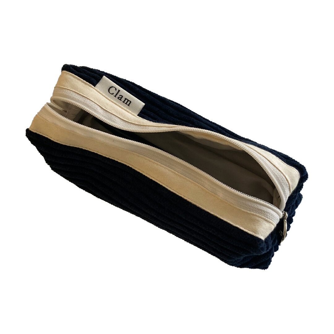 【Clam正規販売店】Clam Round Pencilcase Corduroy Navy 韓国 ブランド ハンドメイド ペンケース 筆箱 高校生 大容量 小物入れ 布 ポーチ 収納 大きめ かわいい おしゃれ 整理 handmade 日本 販売 ギフト プレゼント【送料無料】 astore-10000673 Astore サンプル画像2