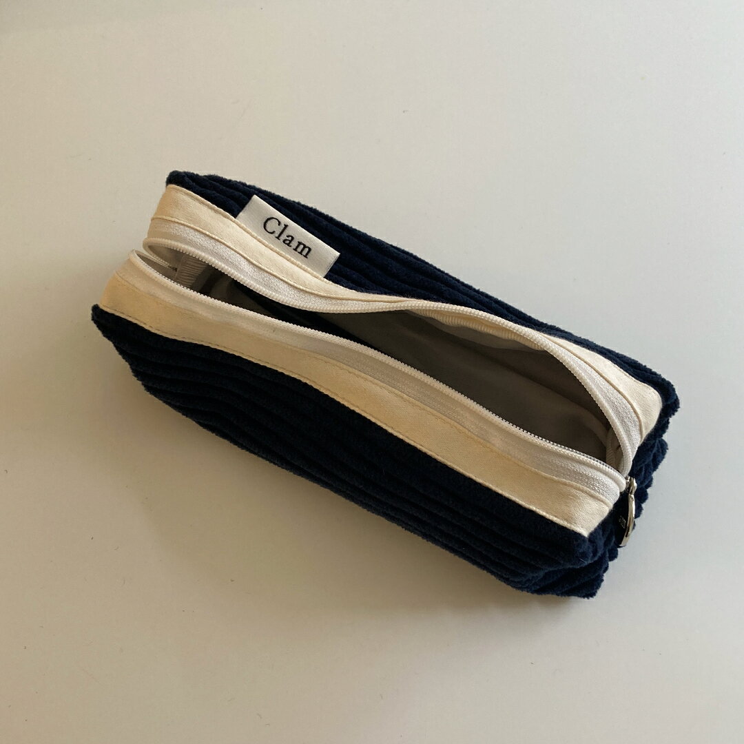 【Clam正規販売店】Clam Round Pencilcase Corduroy Navy 韓国 ブランド ハンドメイド ペンケース 筆箱 高校生 大容量 小物入れ 布 ポーチ 収納 大きめ かわいい おしゃれ 整理 handmade 日本 販売 ギフト プレゼント【送料無料】 astore-10000673 Astore サンプル画像3