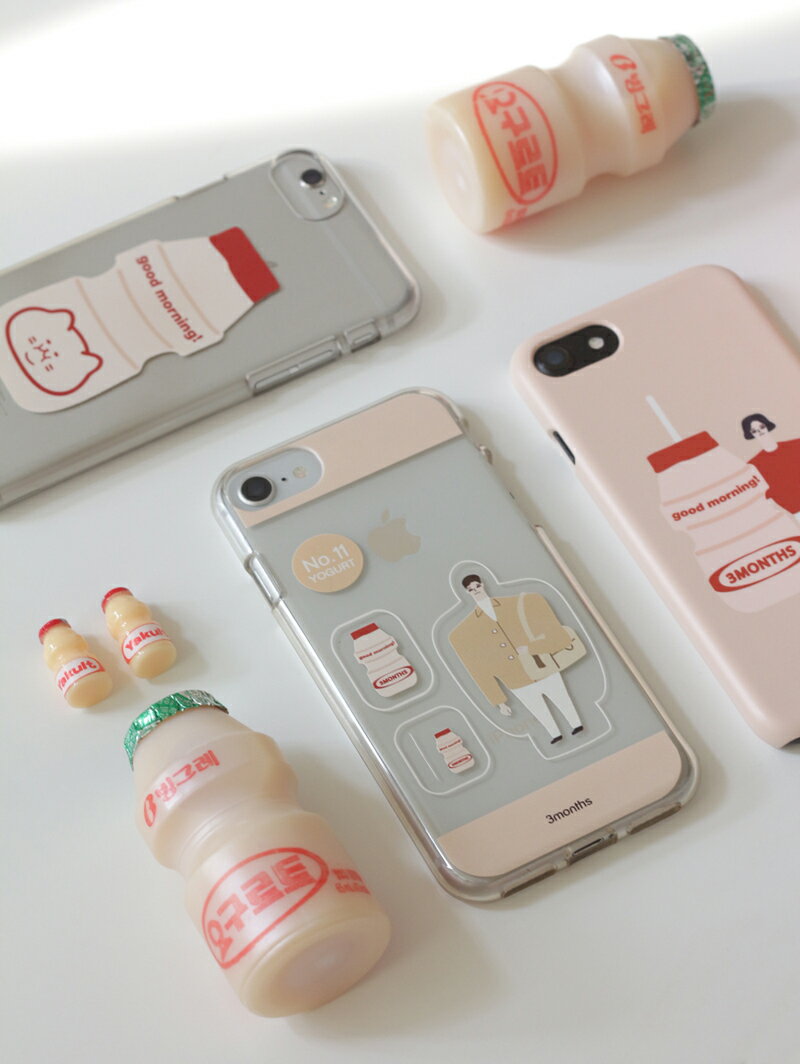 3MONTHS No.11 iPhone Case ヨーグルト屋さん クリアケース iPhone 11 11pro XS X iphoneケース 耐衝撃 アイフォンケース キャラクター アイフォン ケース レディース 韓国 韓国ブランド 韓国雑貨 かわいい おしゃれ 日本 販売 ギフト プレゼント