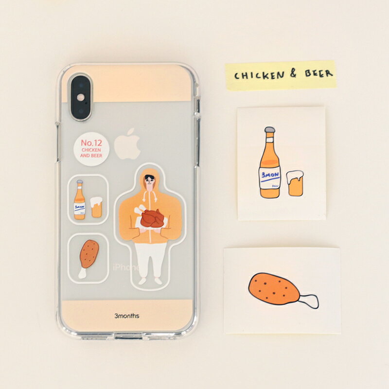 3MONTHS No.12 iPhone Case チキンとビール屋さん クリアケース iPhone 11 11pro XS X iphoneケース 耐衝撃 アイフォンケース キャラクター アイフォン ケース レディース 韓国 韓国ブランド 韓国雑貨 かわいい おしゃれ 日本 販売 ギフト プレゼント