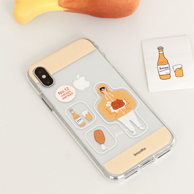 3MONTHS No.12 iPhone Case チキンとビール屋さん クリアケース iPhone 11 11pro XS X iphoneケース 耐衝撃 アイフォンケース キャラクター アイフォン ケース レディース 韓国 韓国ブランド 韓国雑貨 かわいい おしゃれ 日本 販売 ギフト プレゼント