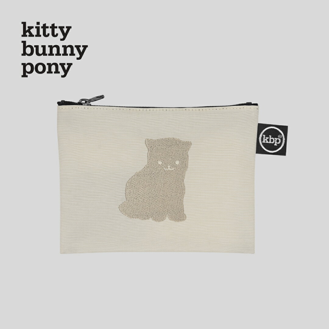 【NEW】kitty bunny pony Little Kitten Ecru Embroidery Pouch ポーチ コスメポーチ KBP かわいい レディース 韓国 韓国ブランド ファブリック 布 おしゃれ 小物入れ ミニポーチ キティバニーポニー 化粧 旅行 女子 誕生日プレゼント ギフト 日本 販売 送料無料