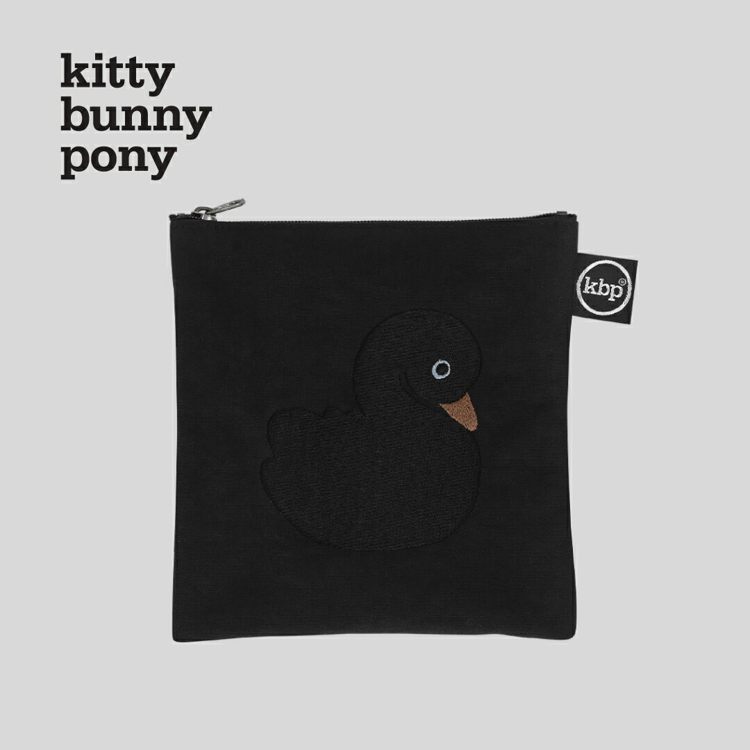 Rakuten - 【NEW】kitty bunny pony Swan Black Embroidery Square Pouch ポーチ 韓国 ブランド コスメポーチ KBP レディース ファブリック ナイロン おしゃれ 小物入れ ミニポーチ キティバニーポニー 化粧 旅行 プレゼント ギフト 送料無料