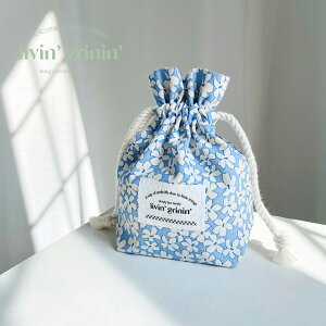 livin grinin sweet blueming flower pouch 韓国 ブランド ハンドメイド ポーチ 巾着 レディース 小物入れ 布 旅行 トラベル 収納 かわいい おしゃれ 整理 バッグインバッグ handmade 日本 販売 ギフト プレゼント【送料無料】