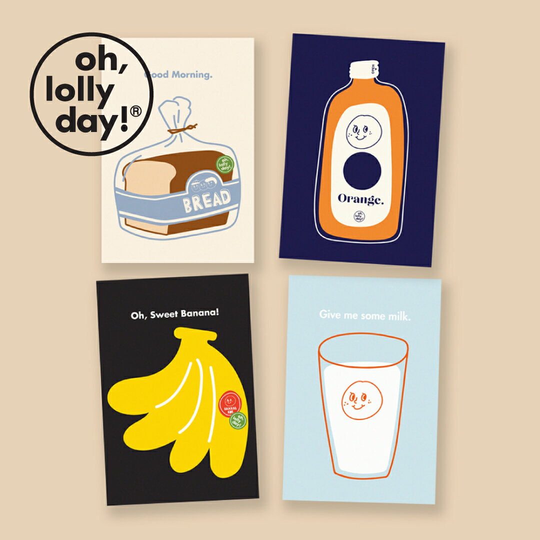 【合計1,100円以上で送料無料】 O,LD! POST CARD 4枚セット oh lolly day モンナニ ポストカード キャラクター レディース 韓国 ブランド 雑貨 オーロリーデイ かわいい おしゃれ oh lolly day オー ロリー デイ 日本 販売