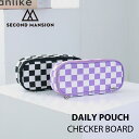 【NEW】SECOND MANSION CHECKER BOARD DAILY POUCH ペンケース 筆箱 pen case ポーチ 文具 レディース 韓国 ブランド 高校生 大容量 雑貨 かわいい シンプル セカンドマンション 日本 販売 ギフト プレゼント