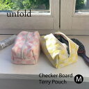 unfold Checker Board Terry Pouch Largeアンフォールド ポーチ レディース 韓国 韓国ブランド ファブリック コットン コスメ 通勤 通学 おしゃれ 日本 販売 Unfold ギフト プレゼント 1