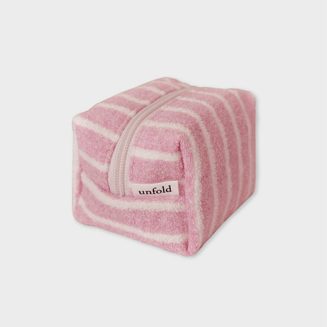 unfold Stripe terry pouch Pink アンフォールド ポーチ 韓国 ブランド レディース ファブリック コットン コスメ 通勤 通学 おしゃれ 日本 販売 Unfold ギフト プレゼント astore-10000871 Astore サンプル画像3