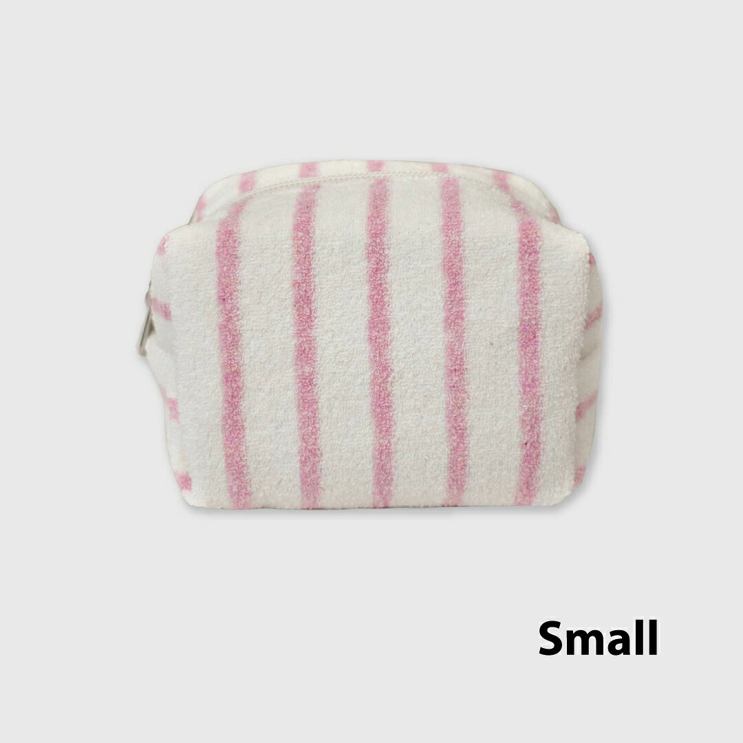 unfold Stripe Terry pouch white-pink アンフォールド ポーチ 韓国 ブランド レディース ファブリック コットン コスメ 通勤 通学 おしゃれ 日本 販売 Unfold ギフト プレゼント astore-10001022 Astore サンプル画像2