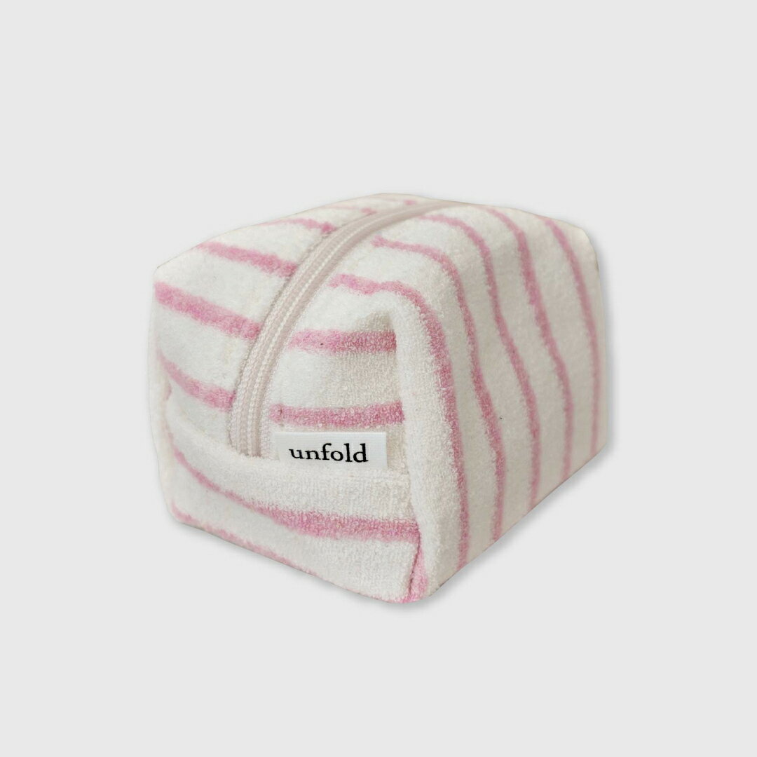 unfold Stripe Terry pouch white-pink アンフォールド ポーチ 韓国 ブランド レディース ファブリック コットン コスメ 通勤 通学 おしゃれ 日本 販売 Unfold ギフト プレゼント astore-10001022 Astore サンプル画像3