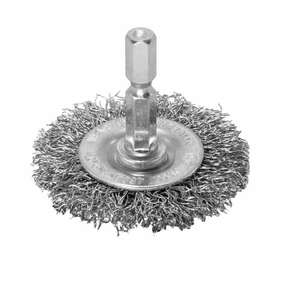 AP 1/4HEX ワイヤーブラシ スチール ホイール型 ｜ ブラシ ワイヤー スチール 鋼 ホイール型 汚れ落とし 汚れ取り 錆落とし 錆取り 塗装剥し 研磨 研削