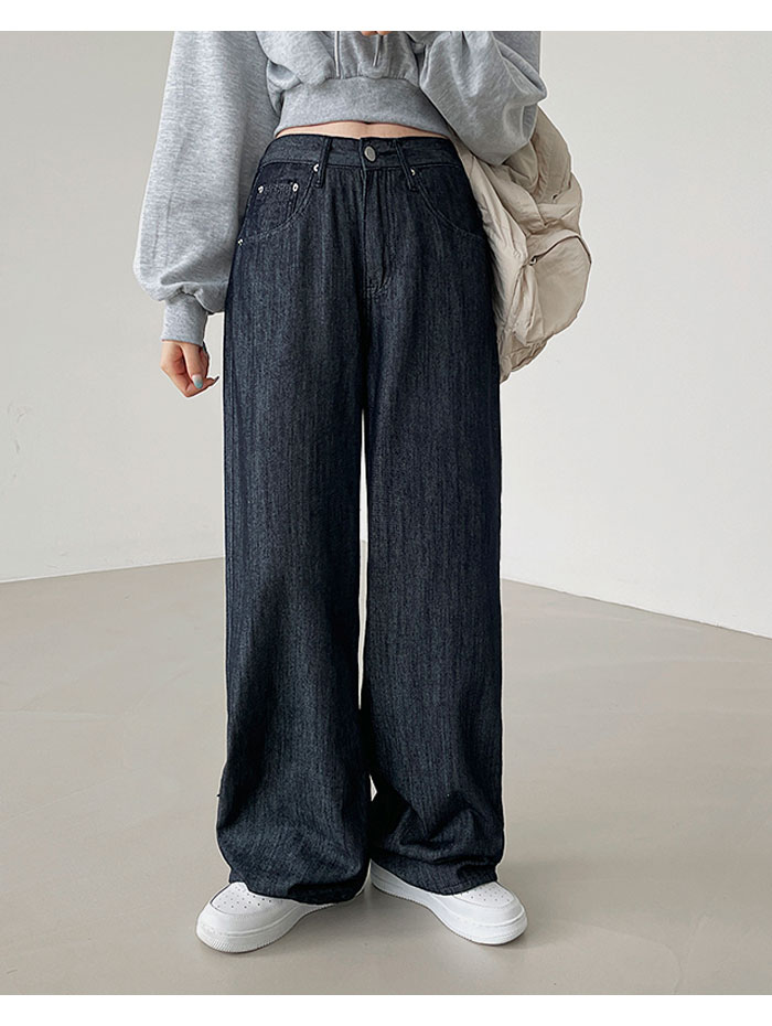【在庫限り【送料無料】ロングな丈でlルーズなワイドデニムパンツ レディース デニム 春夏ワイドパンツ ハイウエスト レディース 韓国ファッション ロングパンツ レディース キレイめ