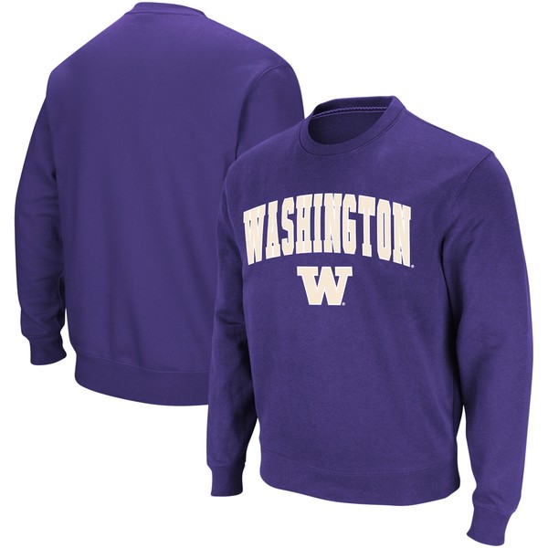 コロシアム メンズ パーカー・スウェットシャツ アウター Washington Huskies Colosseum Arch & Logo Crew Neck Sweatshirt Purple