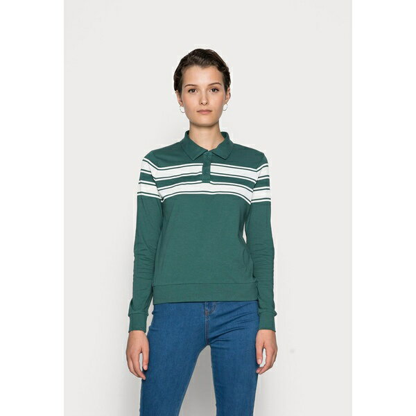 オンリー トール レディース Tシャツ トップス ONLINCBEATE STRIPE TEE - Polo shirt - mallard green with cloud dancer