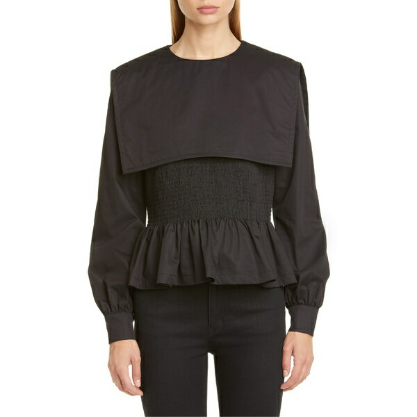 モリー ゴダード レディース カットソー トップス Molly Goddard Lucy Smocked Peplum Blouse Black モリー ゴダード レディース カットソー トップス Molly Goddard Lucy Smocked Peplum Blouse Black