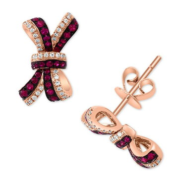 エフィー コレクション レディース ピアス＆イヤリング アクセサリー EFFY® Ruby (1/4 ct. t.w.) & Diamond (1/10 ct. t.w.) Ribbon Bow Stud Earrings in 14k Rose Gold Ruby