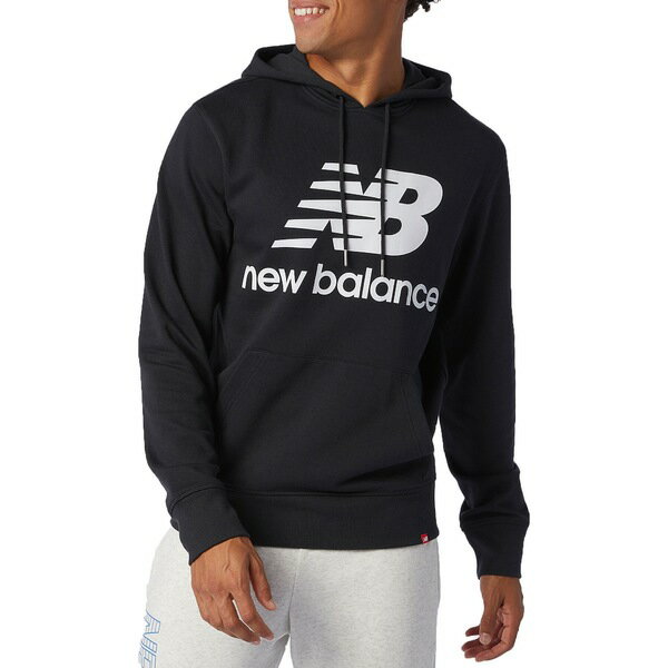 ニューバランス メンズ パーカー・スウェットシャツ アウター New Balance Men's Essentials Stacked Logo Pullover Hoodie Black