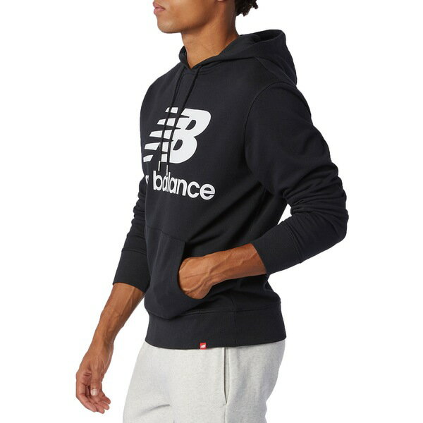 ニューバランス メンズ パーカー・スウェットシャツ アウター New Balance Men's Essentials Stacked Logo Pullover Hoodie Black