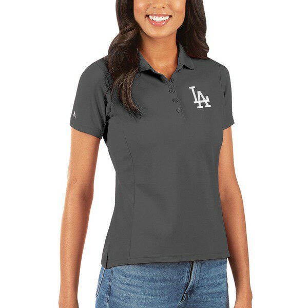 アンティグア レディース ポロシャツ トップス Los Angeles Dodgers Antigua Women's Legacy Pique Polo Gray