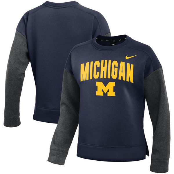 ナイキ レディース パーカー・スウェットシャツ アウター Michigan Wolverines Nike Women's Campus Dolman Pullover Sweatshirt Navy/Charcoal