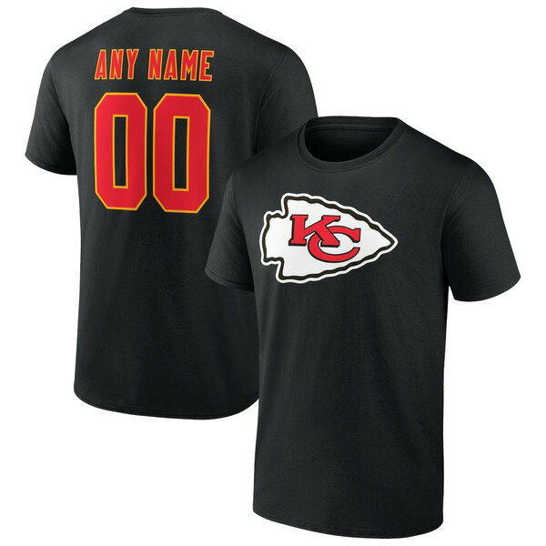 ファナティクス メンズ Tシャツ トップス Kansas City Chiefs Team Authentic Logo Personalized Name & Number TShirt Black