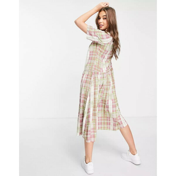 グラマラス レディース ワンピース トップス Glamorous midi smock dress with drop waist in multi check Multi check