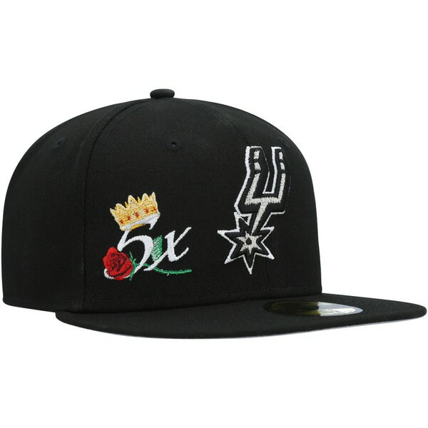 ニューエラ メンズ 帽子 アクセサリー San Antonio Spurs New Era Crown Champs 59FIFTY Fitted Hat Black