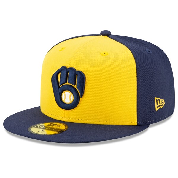 ニューエラ メンズ 帽子 アクセサリー Milwaukee Brewers New Era Alternate Authentic Collection OnField 59FIFTY Fitted Hat Navy/Yellow