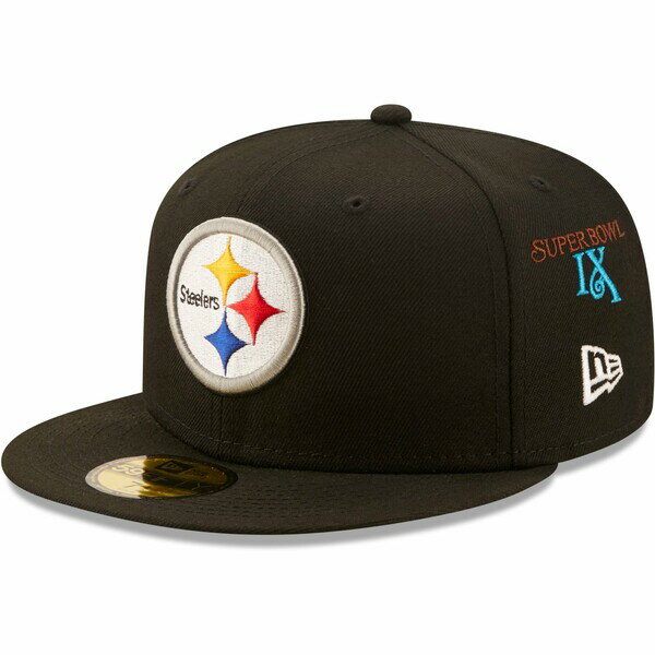 j[G Y Xq ANZT[ Pittsburgh Steelers New Era 6x Super Bowl Champions 59FIFTY Fitted Hat Black