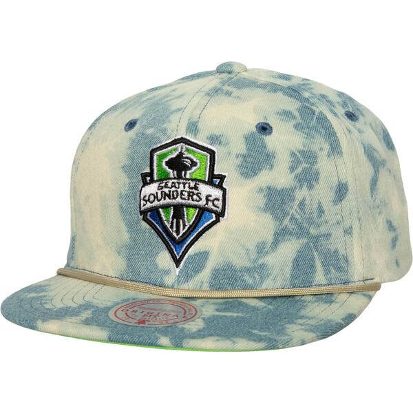 ~b`F&lX Y Xq ANZT[ Seattle Sounders FC Mitchell & Ness Acid Wash Snapback Hat Blue