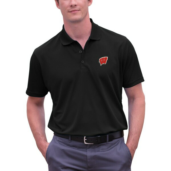 ビンテージアパレル メンズ ポロシャツ トップス Wisconsin Badgers Big & Tall Vansport Omega Tech Polo Black