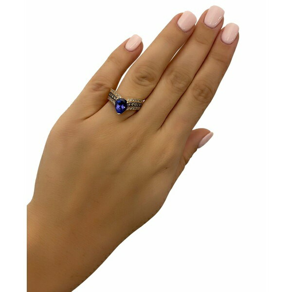 ルヴァン レディース リング アクセサリー Blueberry Tanzanite (1-1/2 ct. t.w.) & Diamond (3/4 ct. t.w.) V Ring in 14k Rose Gold 14K Strawberry Gold Ring