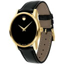 モバド モバド レディース 腕時計 アクセサリー Women's Swiss Museum Classic Black Leather Strap Watch 28mm Black/Gold Black
