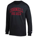 チャンピオン メンズ Tシャツ トップス Cornell Big Red Champion Jersey Long Sleeve TShirt Black