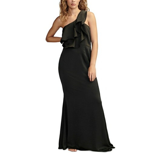 ラッキーブランド レディース ワンピース トップス Women's Ruffled One-Shoulder Dress Jet Black ラッキーブランド レディース ワンピース トップス Women's Ruffled One-Shoulder Dress Jet Black