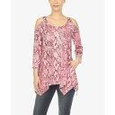 ホワイトマーク レディース カットソー トップス Women's Snake Print Cold Shoulder Tunic Pink(4)