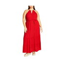 シティーシック レディース ワンピース トップス Plus Size Stacey Halter Neck Maxi Dress Crimson