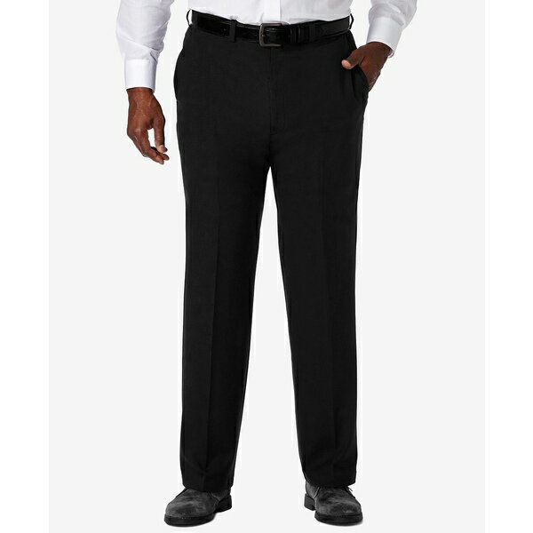 ハガール メンズ カジュアルパンツ ボトムス Men's Big & Tall Cool 18® PRO Classic-Fit Expandable Waist Flat Front Stretch Dress Pants Black