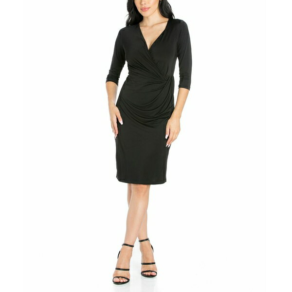 24セブンコンフォート レディース ワンピース トップス Women's Draped in Style V-Neck Dress Black