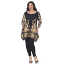 ホワイトマーク レディース カットソー トップス Plus Yanette Tunic Top Black Brown