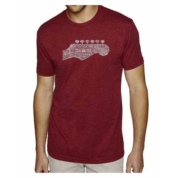 エルエーポップアート メンズ Tシャツ トップス Men's Premium Word Art T-Shirt - Guitar Head Burgundy